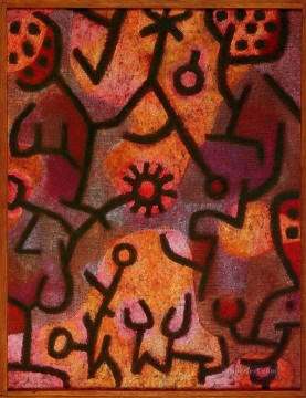 Flora auf Felsen Sonne Paul Klee texturierte Ölgemälde